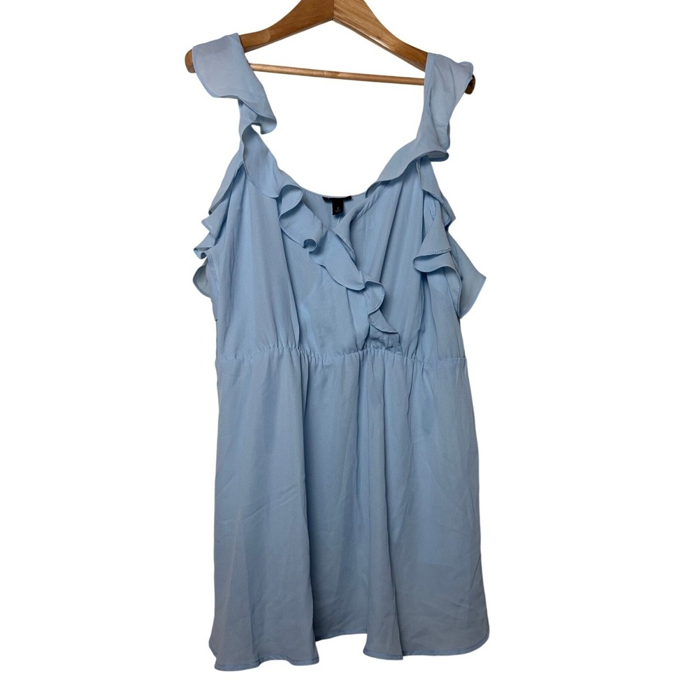 Torrid Peplum Babydoll Ruffle Surplice Tank Skyway Blue Size 2‎ NEW